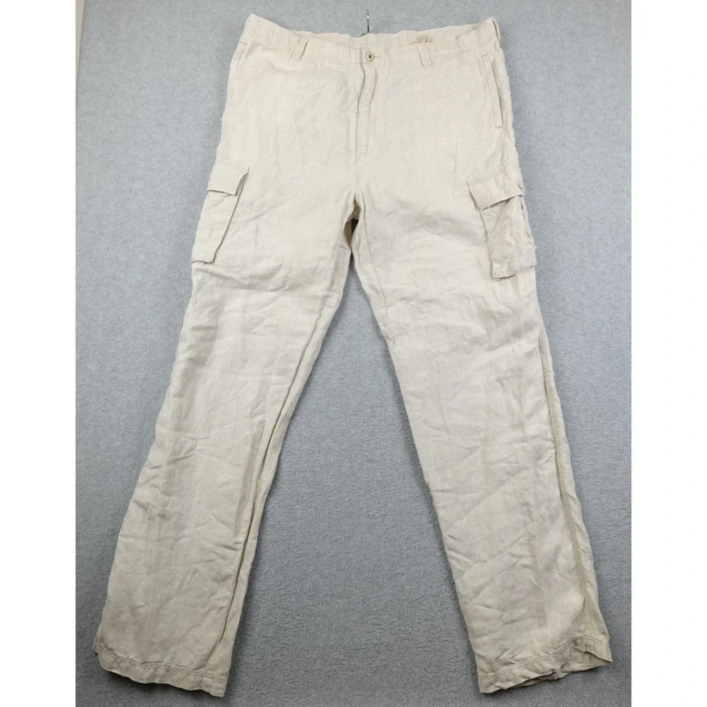 Tommy Bahama Relax Linen Pants Mens Medium Beige Beach Coast Resort Trouser